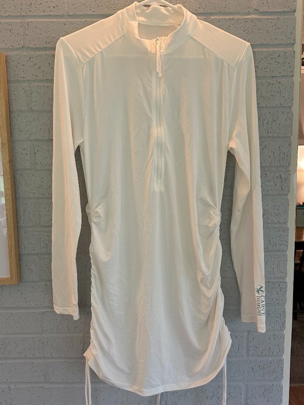 Carve Designs Cody Sun Dress Cloud White Ruched UPF 50+ Size S
